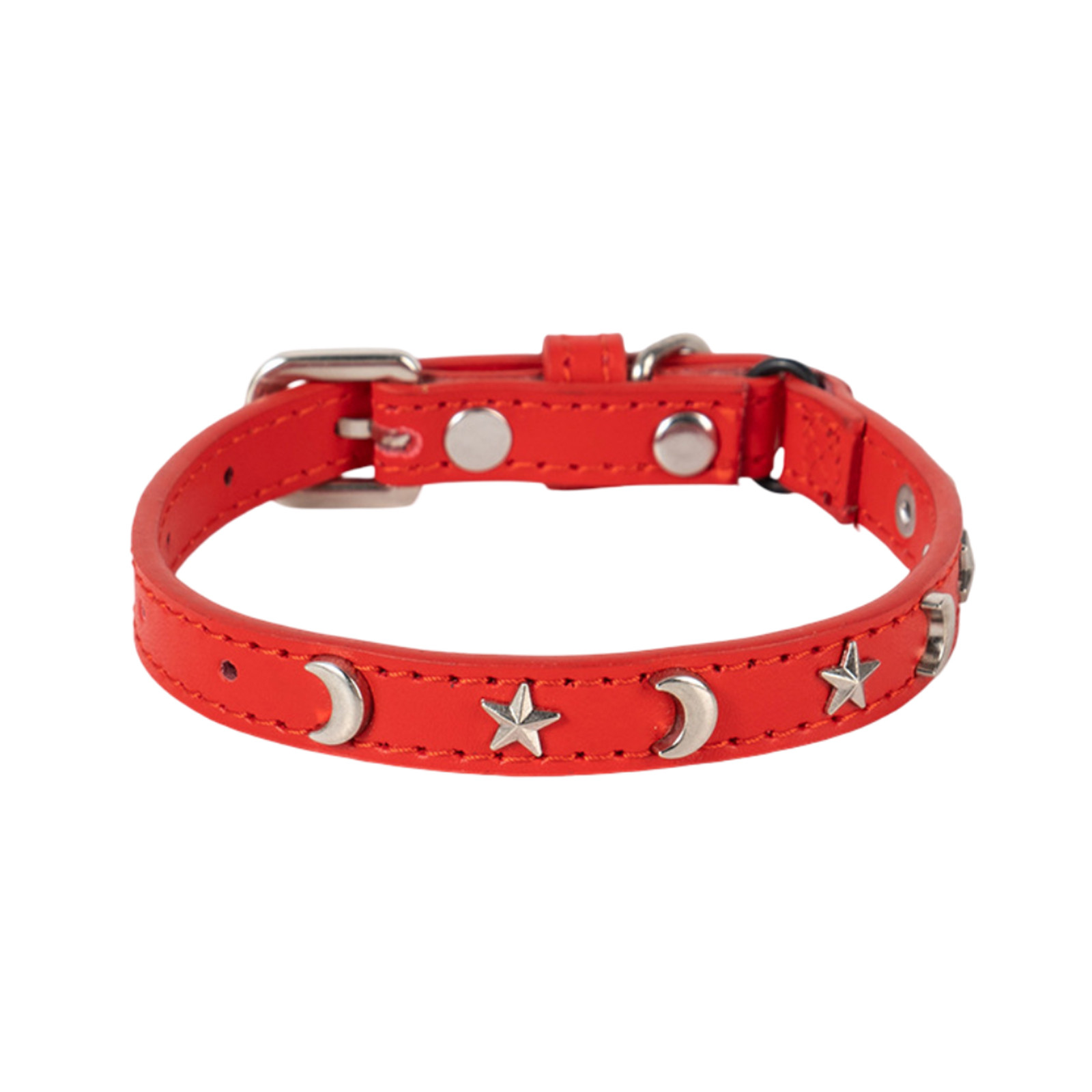 thumbnail image 2 of Collar de cuero para gatos adecuado para niños y niñas Gatos con banda elástica Estrella y luna Hebilla ajustable Collar adecuado para gatos pequeños Gatos grandes Tamaño 8-12 pulgadas, 2 of 2